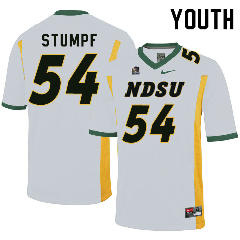Youth #54 Mark Stumpf North Dakota State Bison College Football Jerseys Sale-White - Click Image to Close